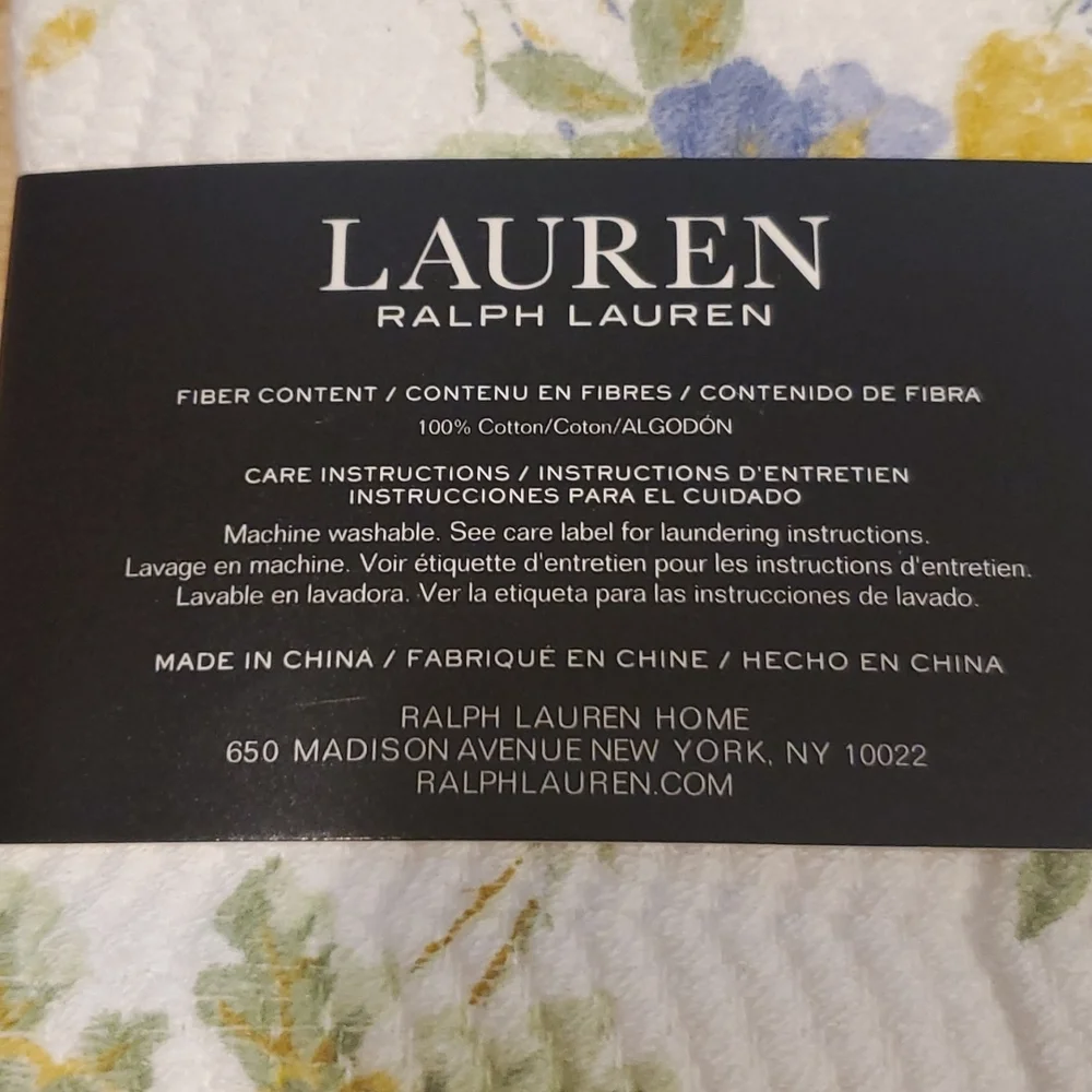Lauren Ralph Lauren Bundle Set 2 Kitchen Towels Flowers Cotton New